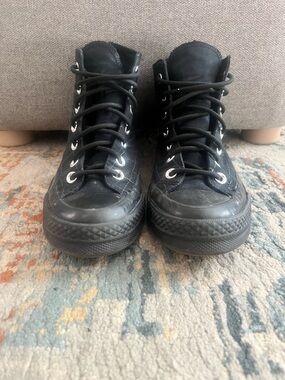 Converse Black High-Top Canvas Sneakers with Subtle Red Logo